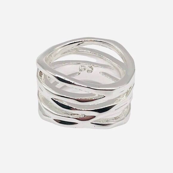 Premier Designs "Down To The Wire" Silver Ring Size 7.5 - Picture 1 of 5